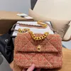 Women's Handbag Bag Tweed Woolen Material Luxury Designer Chain Single Shoulder Cross-body Bag Carrying Braided Leather Strap Hardware Pattern C Brand