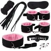 BDSM Bondage Kit 8 Pcs/set Handcuffs Nipple Clamps Mouth Ball Gag Whip Cotton Rope sexy Toys For Couples Eye mask Neck Collar