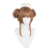 L-E-e-e-e-eg Wig Synthetic Hair Cardcaptor Sakura Kinomoto Cosplay Wig 45-см коричневый прямой теплостой устойчивый