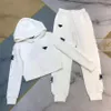 Fashion Jumpers Simple Two Women's Metal Standard Hooded Tracksuit Jumper Cotton Long Sleeve Jacket Elastic Waist Casual Suit 88537