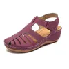 여성 여름 샌들 해변 웨지 샌들 샌들 발목 스트랩 인과 관계 편안한 라운드 야외 신발 23-26cm