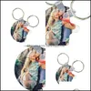 Party Favor Event Supplies Festive Home Garden Metal Key Buckle Sublimation Blank Cute Diy Pattern Chain Mdf Star Moons Shape Knapsack Rin