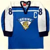 Ceuf Finland Suomi #4 Kimmo Timonen 8 Teemu Selanne 27 Teppo Numminen Hockey Jersey Mens 자수 스팅 된 숫자와 이름 사용자 정의