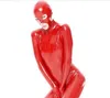 Cosplay Halloween Catsuit Costumi da donna in ecopelle PVC colore nero tuta intera sexy con cappuccio rimovibile e coprigambe