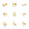 Stud Piercing Earring Bling Zircon Star Moon Flower 925 Sterling Silver Earrings For Women Cartilage Aretes PendientesStud Odet22 Farl22