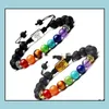 Bracelets Beaded Jewelry Strands Yoga Handmade Beaded 7 Chakra Tree Of Life Charm Lava Stones Beads Rope Black Volcanic Stone Bracelet