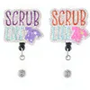 Fashion Key Rings Scrub Life Rhinestone Retractable ID Holder For Nurse Name Accessories Badge Reel With Alligator Clip