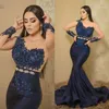 robe de bal en dentelle bleu marine