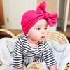 Nouveau-né bébé couleur unie arcs Turban enfants bonnet chapeaux infantile photographie accessoires chaud côtelé coton nœuds papillon casquettes chapeaux