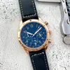 Relógios de pulso moda de luxo masculina relógios de marca Top Brand Designer Chronograph Gold Men assista tira de couro