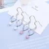Baumeln Kronleuchter 925 Sterling Silber Ohrringe Für Frauen Schmuck Süße Romantische Rosa Kristall Geometrie Ohrring Weibliche Hochzeit ZubehörDa