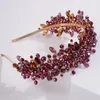 Copricapo fatto a mano da sposa sposa di lusso vino rosso strass diademi e corone fascia da sposa costume accessori per capelli per le donnecopricapo