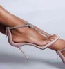 2022 große Frauenschuhe transparente obere Paillettenkette Dünne hochhackige Sandalen Frauenschuhe