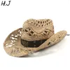 B￩rets Womem Men Natural Straw Western Cowboy Hat pour Summer Beach Sun Sombrero Hombre Lifeguard Chapeaux Size56-58cmberets Beretsberets