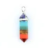 Pendentif Colliers Assortiment de pierres précieuses naturelles mélangées Pierre Fluorite Quartz Point Hexagonal Cristal Bijoux Accessoires Déclaration PendentifsPendant