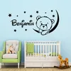 Nom personnalisé personnalisé ours endormi lune étoile autocollant mural décalcomanies en vinyle pour bébés enfants chambre décoration filles garçons cadeau B289 220607