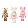 Nuevo DIY Bearbricking Net amor rojo oso violento bloques de modelismo con juego de iluminación MOC Mini animales de bloques de construcción juguetes para niños regalo