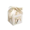 Gift Wrap 100Pcs/Set Wedding Favors Boxes Hollow-Out Paper Candy Box With Ribbon Bridal Baby Shower Decoration Supplies301Y