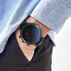 Quartz Watch Auto Date Alloy Ring Läderrem för Mäns Mode Casual Party Present Male Clock Armbandsur