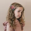 Rhinestone İnci Çiçek Saç Klipler Bebek Kız Yapay Çiçek Saçkopları Yenidoğan Fotoğrafçılık Ders Saç Aksesuarları