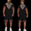 Men African Style Totem Print Tracksuit Vintage Stroje Letni garnitur do joggingu Szorki T-shirt Szybki stylowy zestaw dresowy odzież 220622