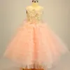 2022 Güzel Lavendar Çiçek Kız Elbise 3D Çiçekler Kızlar Pageant Abiye Çocuklar Için Düğün Tutu Bebek Kız Elbise İlk Kutsal Communion Gown