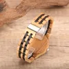 Armbanduhren Mode Natürliche Holz Quarzuhr Männlich Olivenholz Ebenholz Fünf-Perlen Halb Hohl Geschenke Für Mann Mit BoxArmbanduhren