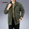 Large Size M-6XL Spring Autumn Men's Military Casual Style 100% Cotton Khaki Loose Mid-length Jacket Coat Man Black Jackets 220813