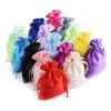 Packaging Bags Drawstring Gift Bag 8X11CM Satin Mini Pouches Rings Necklace Small Jewelry Bags Colorful Wedding Party Favor