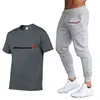Kaus Pria Baru Music Panas Set Celana Kaus F1 Setelan Balap McLaren Formula One Olahraga Kasual Lengan Pendek Wanita Set Celana