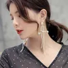 Déclaration Perle Birdcage Tassel Long Drop Dangle Boucles d'oreilles pour les femmes