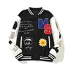 Marka zielone kurtki baseballowe Mężczyźni haft patchwork liter college uniwerek kurtka vintage bombowca pary m-2xl streetwear 220813