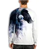 4 couleurs Eagle Print Mens T-shirts Street Trend 3D Printing Plus Size Long Sleeves