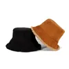 Berets corduroy Odwracalny wiadro kapelusz zimowe wełniane czapki jagnięce dla kobiet mężczyźni panama rybacka czapka płaska fisherman moda hatberets