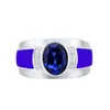 럭셔리 딥 블루 솔리테어 반지를위한 여성 약혼 결혼식 고귀한 여성 손가락 반지 미세 선물 영원한 클래식 보석 실버 반지