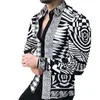 Camisas casuais masculinas homens sociais de luxo gole de colarinho abotoado camisa leopard tampa longa de manga comprida