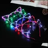 Cat Ear Led Headband Hair Hoop Band Light Birthday Wedding Party Accessories Headwear Masquerade Decorations Cute 5YK Bz Drop Delivery 2021