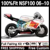 Carrozzeria da gara in fibra di vetro per HONDA Fiberglass NSF100 NSF 100 06-10 10DH.66 NSF-100 06 07 08 09 10 NS-F100 2006 2007 2008 2009 2010 Carenatura per stampaggio ad iniezione bianco caldo