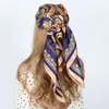 90x90 cm Hair sjaal Vrouwen zomer modeontwerper zwarte goud bloemen fout, satijnen sjaal kerchief zijden sjaals nek hoofddoek