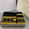 3pcs Towel Set Casual Design Printing 100 %Cotton Bath Towels Soft and High Quality Black Towel Sets266p