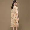 Women ethnic casual Dress Print butterfly pattern clothing cotton linen summer half sleeve gown Vintage cheongsam Asian Dresses