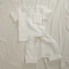 オーガニックコットンベビー服セット夏のカジュアルトップスショーツボーイズガールズユニセックス幼児2ピースキッズアウトファイフ衣類220507