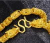 Inne luksusowe 24K żółte złote naszyjnik dla mężczyzn podwójny błogosławieństwo smok Skala łańcuch ręki