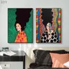 Les cheveux longs femme fille Portrait Art toile peinture coloré fille avec fleur mur Art affiche abstraite photo chambre décor à la maison