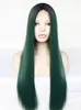 Nouveau Sexy long dégradé vert foncé avant dentelle ondulée à la main femmes perruques de cheveux de fête
