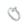 Aliança de design de luxo anéis de prata 925 CZ diamante letra T feminino anel de casamento moda joias clássicas
