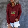 تي شيرت نسائي قمصان صفراء للنساء السيدات عيد الميلاد الرباط طباعة الأكمام الطويلة الزر بلوزة Pullover Top Chirtswomen's