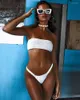 Women's Swimwear Women Knitted Bikini 2022 Summer Strappy Low Waist Push-up Bra Bandage Set Swimsuit Triangle Bathing Suit