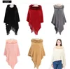 Poncho da donna in pelliccia sintetica con collo a pipistrello, maglione lavorato a maglia in ciniglia con orlo sfrangiato taglie forti