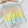 HELIAR Sexy Sequined Rainbow Camis Female Night Club Spaghetti Camis Women Camisole Summer Femme Shinning Camisole 210326